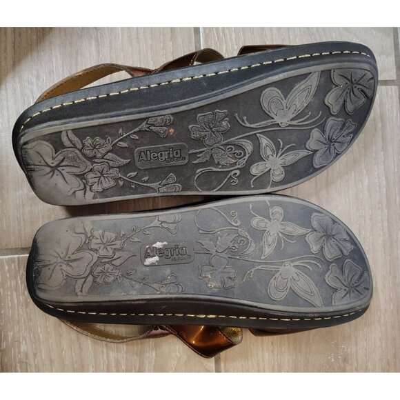 Alegria Verona Bronze Patent Leather Sandals, 41, 9.5/10 Hook & Loop Rhinestone - Picture 11 of 12